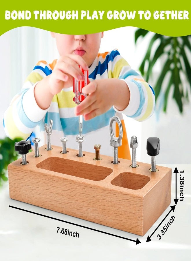 TenFans Montessori Busy Board for Toddlers 3-5 Years, Wooden Screwdriver Activity Board, Fine Motor Skills & Sensory Development Toy, Preschool Learning & Travel - Image 2